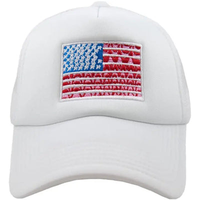 American Flag Trucker Hat in White - J. Cole ShoesKatydidAmerican Flag Trucker Hat in White