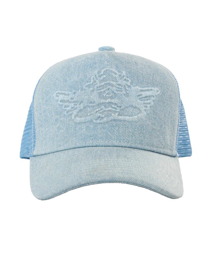 Boys Lie: Blue Frost Denim Trucker Hat - J. Cole ShoesBOYS LIEBoys Lie: Blue Frost Denim Trucker Hat