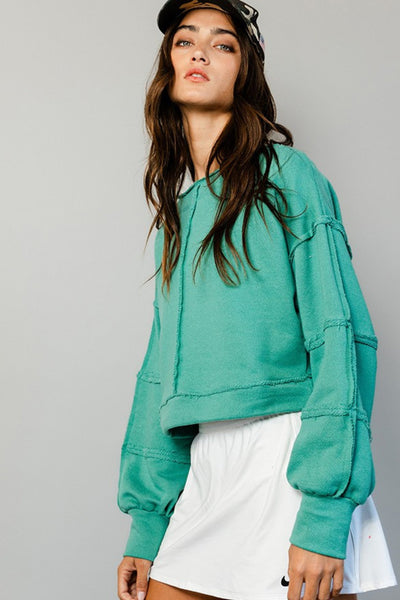 Bucket List: Cropped Sweatshirt in Green - J. Cole ShoesBUCKETLISTBucket List: Cropped Sweatshirt in Green