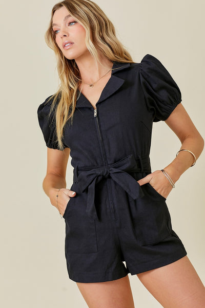 Charlesy Puff sleeve Denim Romper - J. Cole ShoesDAY + MOONCharlesy Puff sleeve Denim Romper