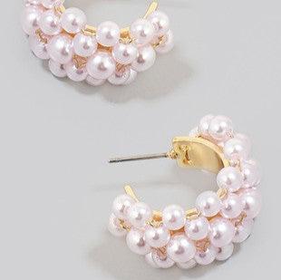 Cluster Pearl Studded Hoop Earrings - J. Cole ShoesFAME ACCESSORIESCluster Pearl Studded Hoop Earrings