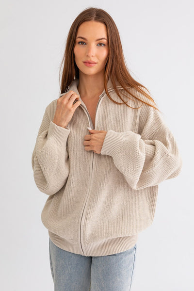 Cozy Oversized Zip Up Cardigan - J. Cole Shoesle lisCozy Oversized Zip Up Cardigan