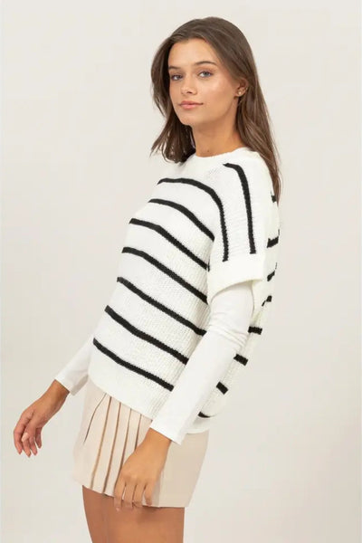 Cozy Striped Sweater Sleeveless - J. Cole ShoesHYFVECozy Striped Sweater Sleeveless