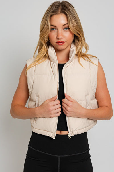 Cropped Puff Vest in Cream - J. Cole Shoesle lisCropped Puff Vest in Cream