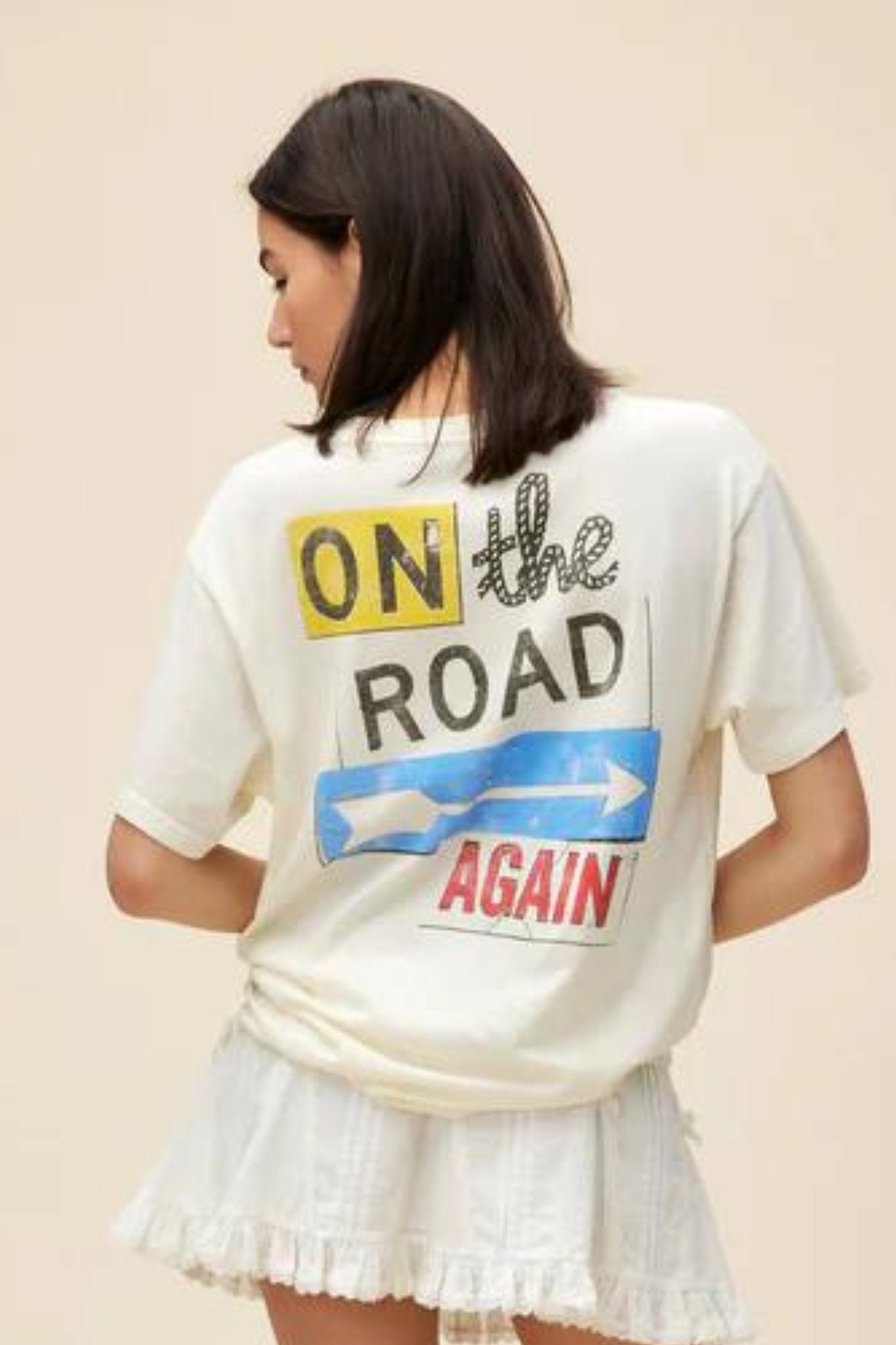 Daydreamer: Willie Nelson On The road Again Boyfriend Tee in Stone Vintage - J. Cole ShoesDAYDREAMERDaydreamer: Willie Nelson On The road Again Boyfriend Tee in Stone Vintage