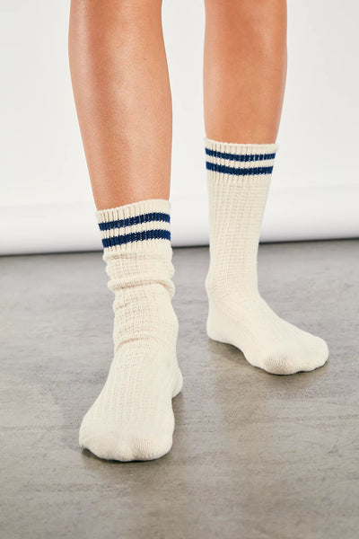 Free People: Jackson Cozy Stripe Socks in Classic Navy - J. Cole ShoesFREE PEOPLEFree People: Jackson Cozy Stripe Socks in Classic Navy