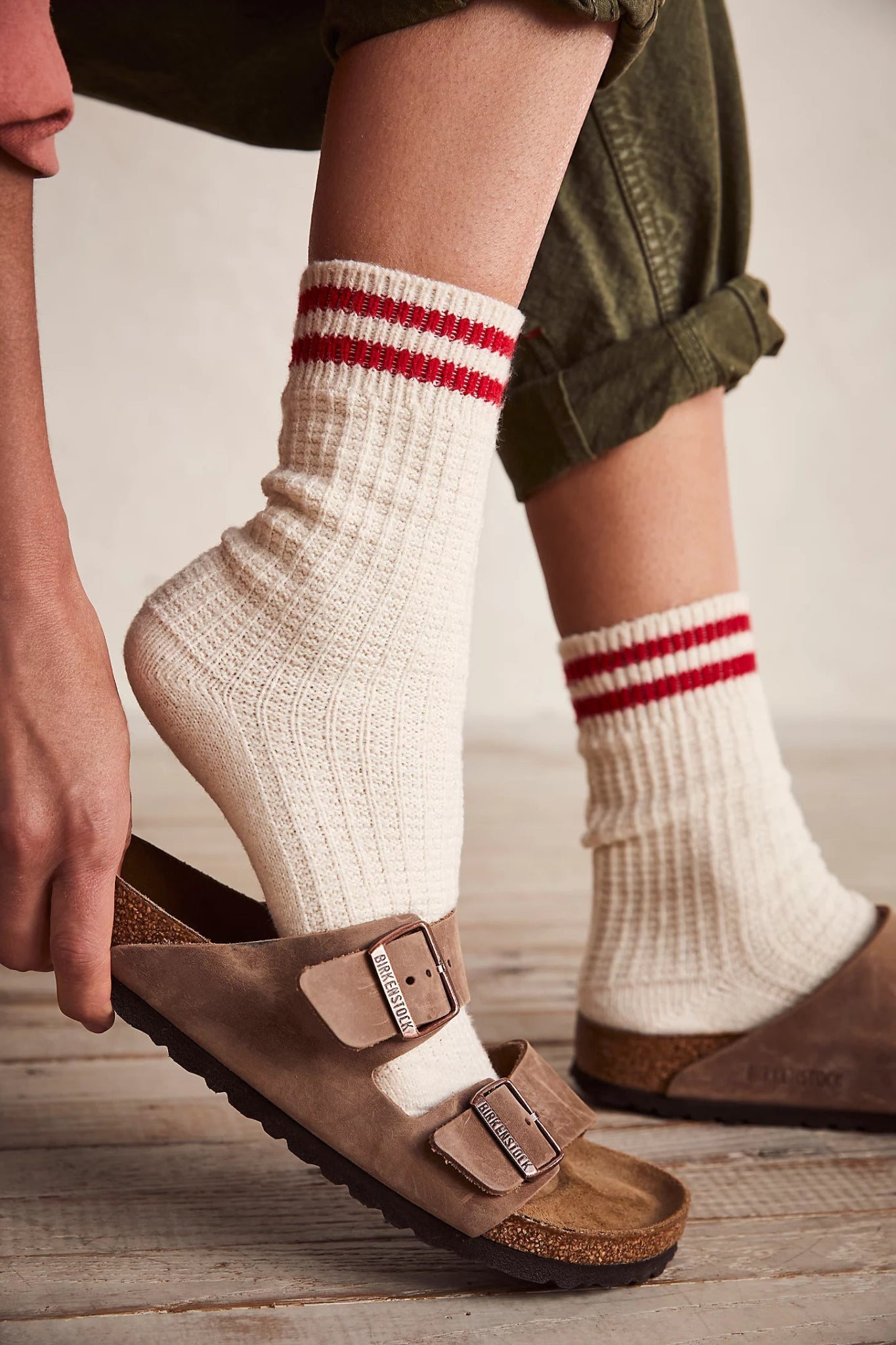 Free People: Jackson Cozy Stripe Socks in Classic Red - J. Cole ShoesFREE PEOPLEFree People: Jackson Cozy Stripe Socks in Classic Red