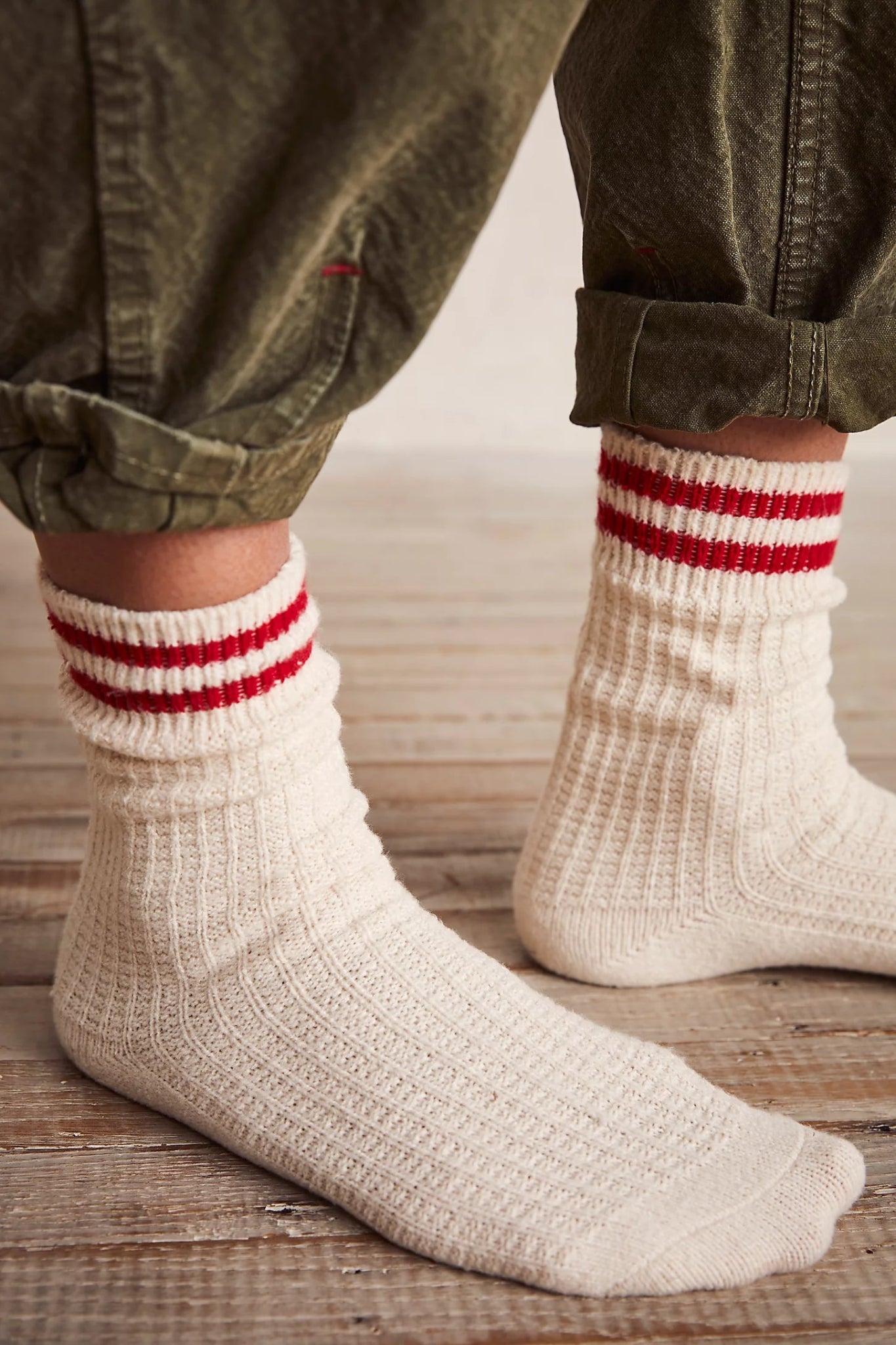 Free People: Jackson Cozy Stripe Socks in Classic Red - J. Cole ShoesFREE PEOPLEFree People: Jackson Cozy Stripe Socks in Classic Red