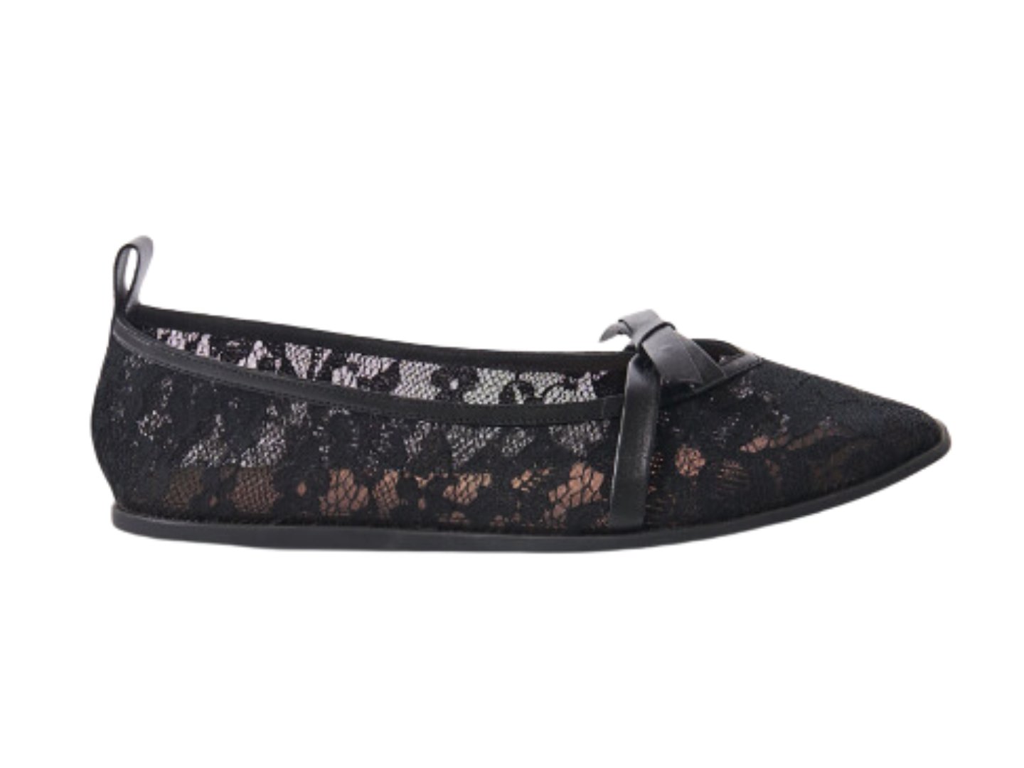 Free People: Mesh Mania Bow Flat in Black Pattern / Embroidered - J. Cole ShoesFREE PEOPLEFree People: Mesh Mania Bow Flat in Black Pattern / Embroidered