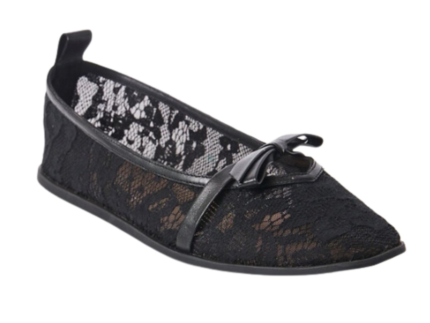 Free People: Mesh Mania Bow Flat in Black Pattern / Embroidered - J. Cole ShoesFREE PEOPLEFree People: Mesh Mania Bow Flat in Black Pattern / Embroidered