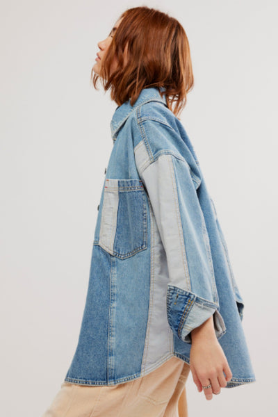 Free People: Mountain Roads Top in Mixed Denim - J. Cole ShoesFREE PEOPLEFree People: Mountain Roads Top in Mixed Denim