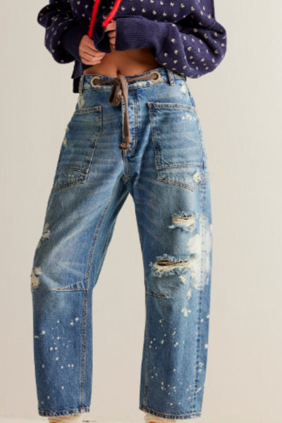 Free People: Moxie Low Slung Pull On Barrel Pant in Calypso - J. Cole ShoesFREE PEOPLEFree People: Moxie Low Slung Pull On Barrel Pant in Calypso