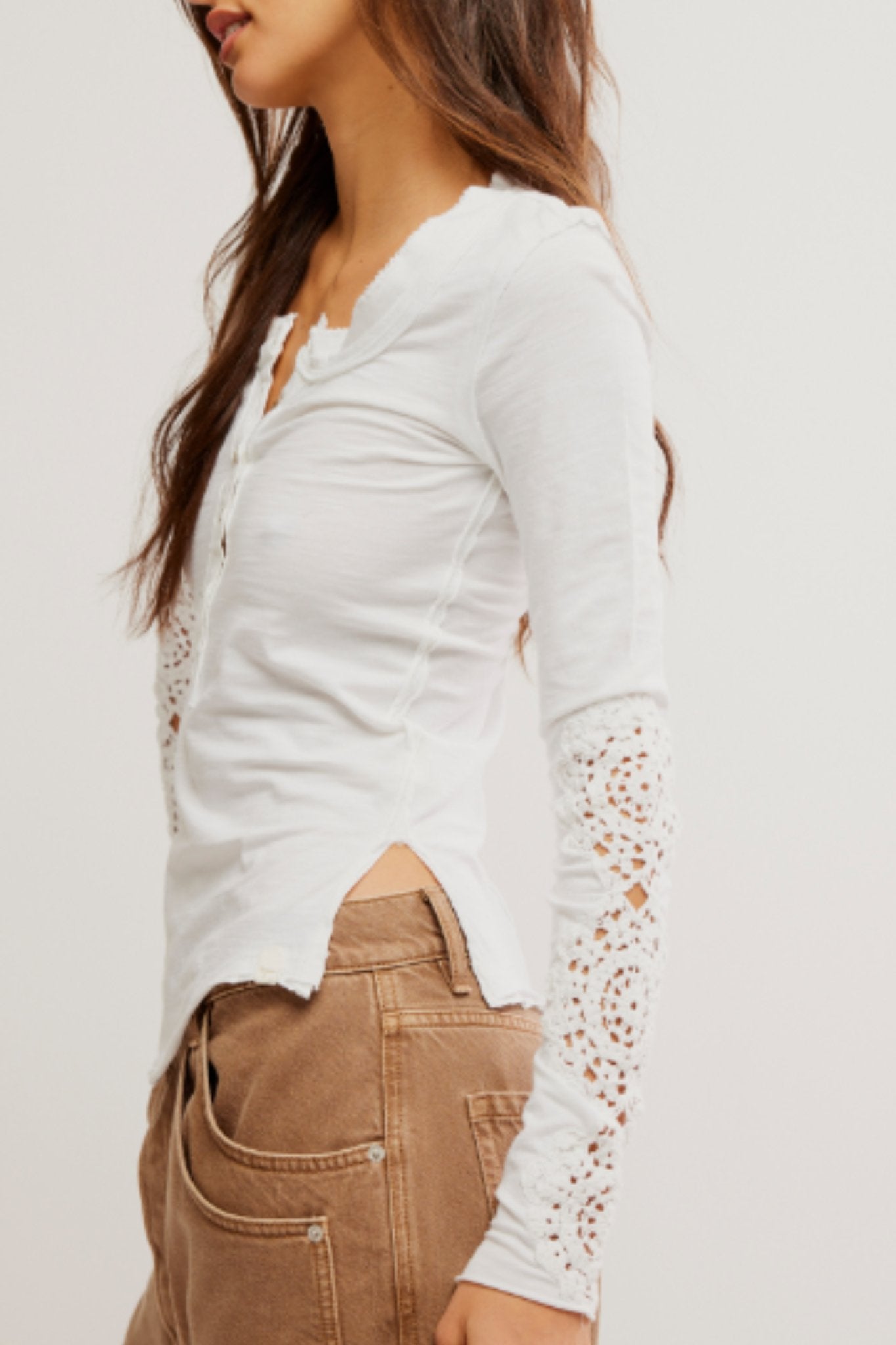 Free People: Our Song Henley Cuff in Ivory - J. Cole ShoesFree PeopleFree People: Our Song Henley Cuff in Ivory