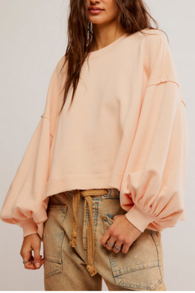 Free People: Trish Sweatshirt in Summer Peach - J. Cole ShoesFREE PEOPLEFree People: Trish Sweatshirt in Summer Peach