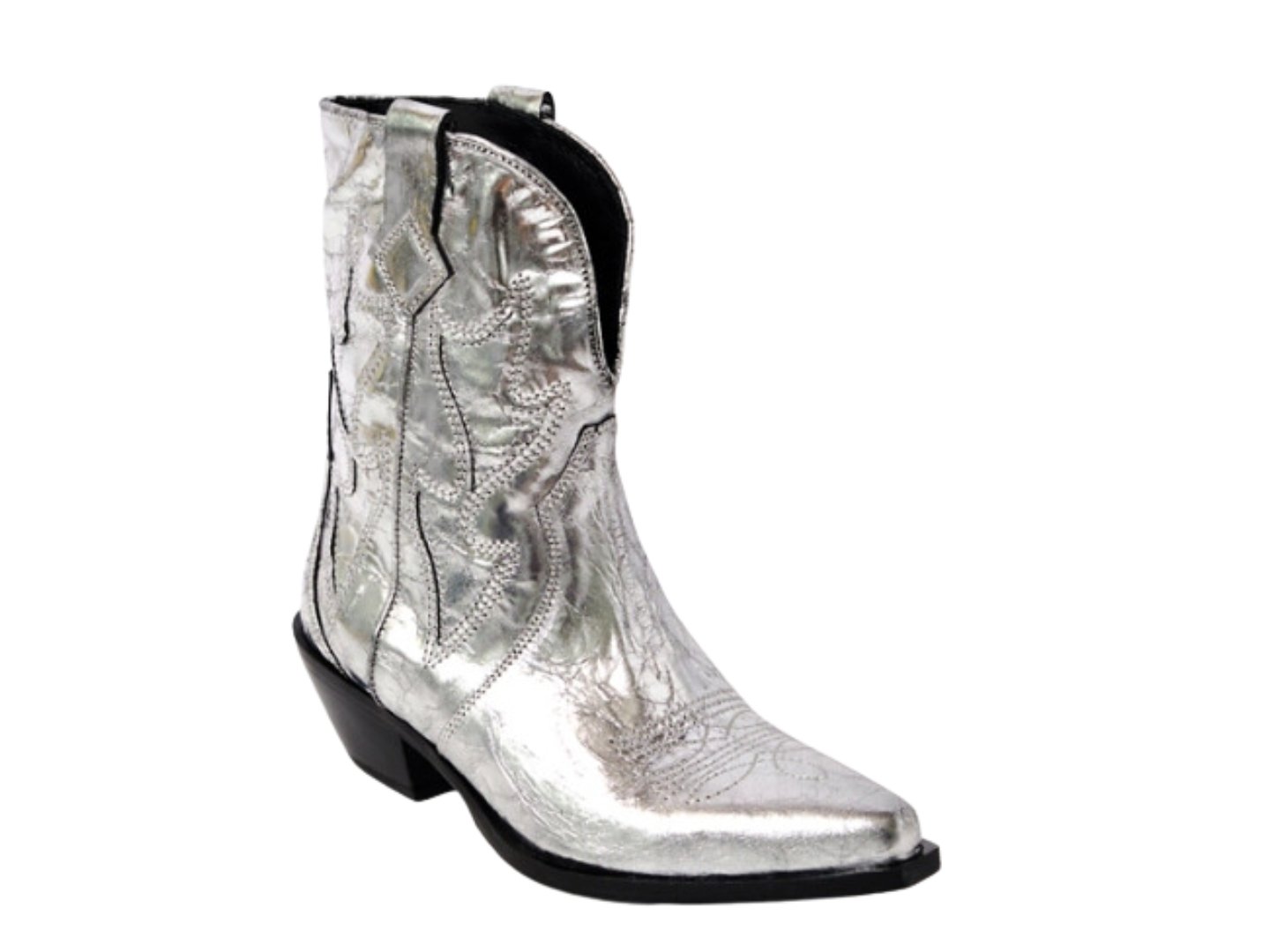 Free People: Way Out West Cowboy Boot in pale Pewter Metallic - J. Cole ShoesFREE PEOPLEFree People: Way Out West Cowboy Boot in pale Pewter Metallic