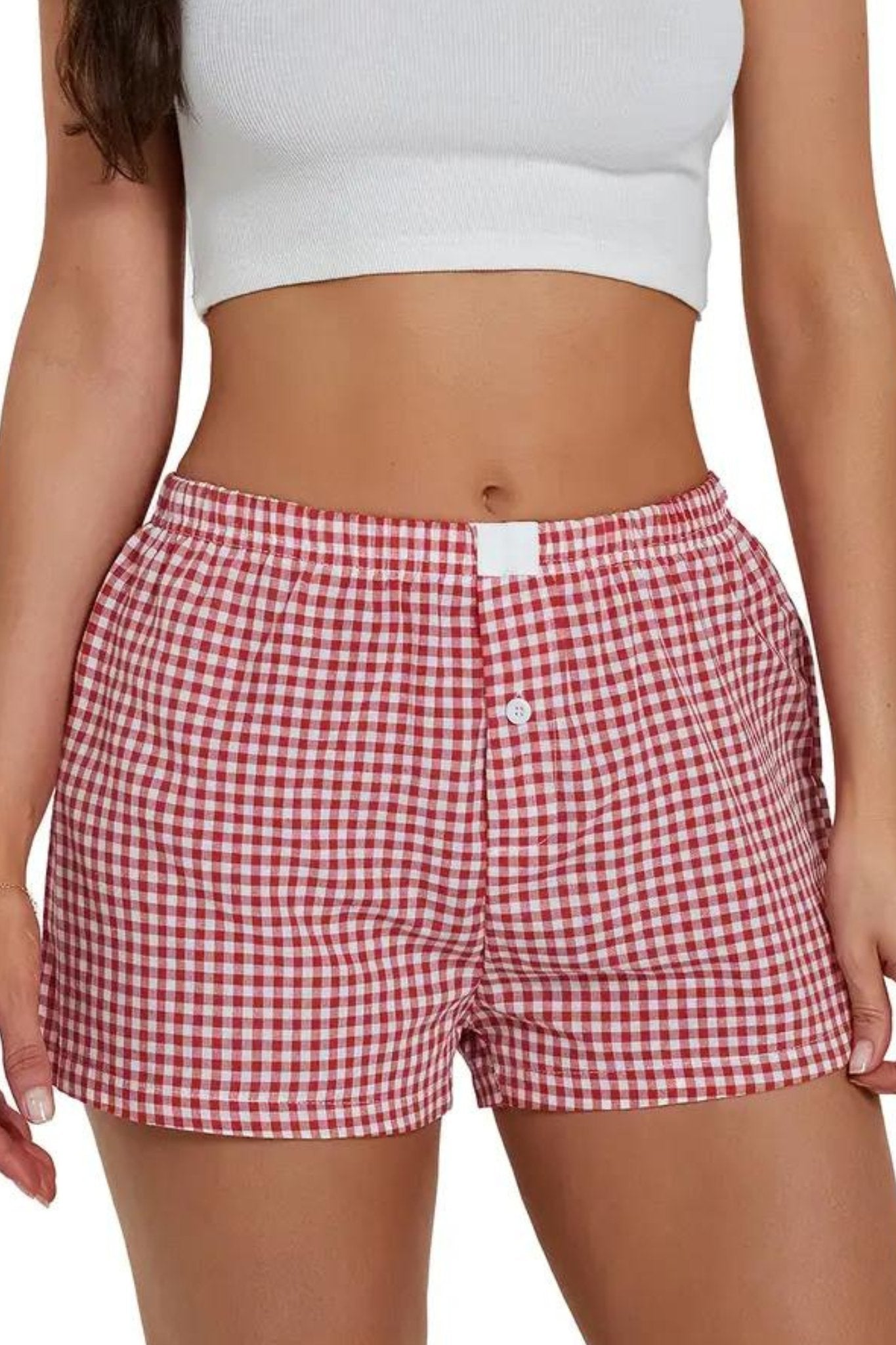 Gingham Boxer Shorts Red - J. Cole ShoesRosa ClothingGingham Boxer Shorts Red