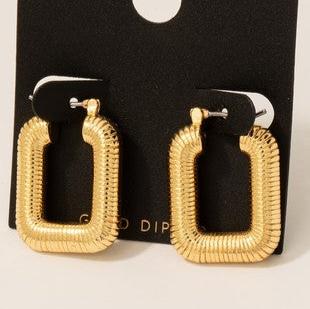 Gold Dipped Textured Rectangle Hoop Earrings - J. Cole ShoesFAME ACCESSORIESGold Dipped Textured Rectangle Hoop Earrings