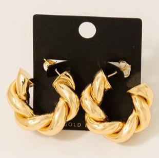 Gold Dipped Twisted Tube Hoop Earrings - J. Cole ShoesFAME ACCESSORIESGold Dipped Twisted Tube Hoop Earrings