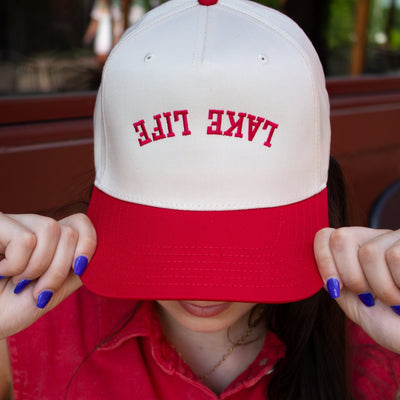 Hats by Madi: "Lake Life" Upside - down in Red & Tan - J. Cole ShoesHATS BY MADIHats by Madi: "Lake Life" Upside - down in Red & Tan