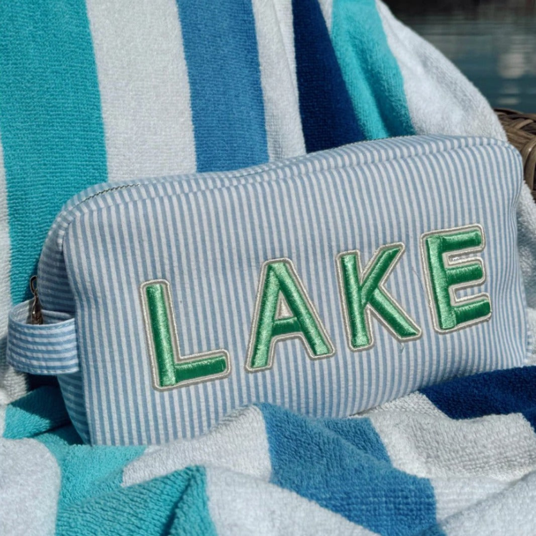 "Lake" Zip Bag in Blue & White Stripe - J. Cole Shoeskenz kustomz"Lake" Zip Bag in Blue & White Stripe