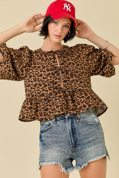 Leopard Loving Tie Top - J. Cole ShoesDay + MoonLeopard Loving Tie Top