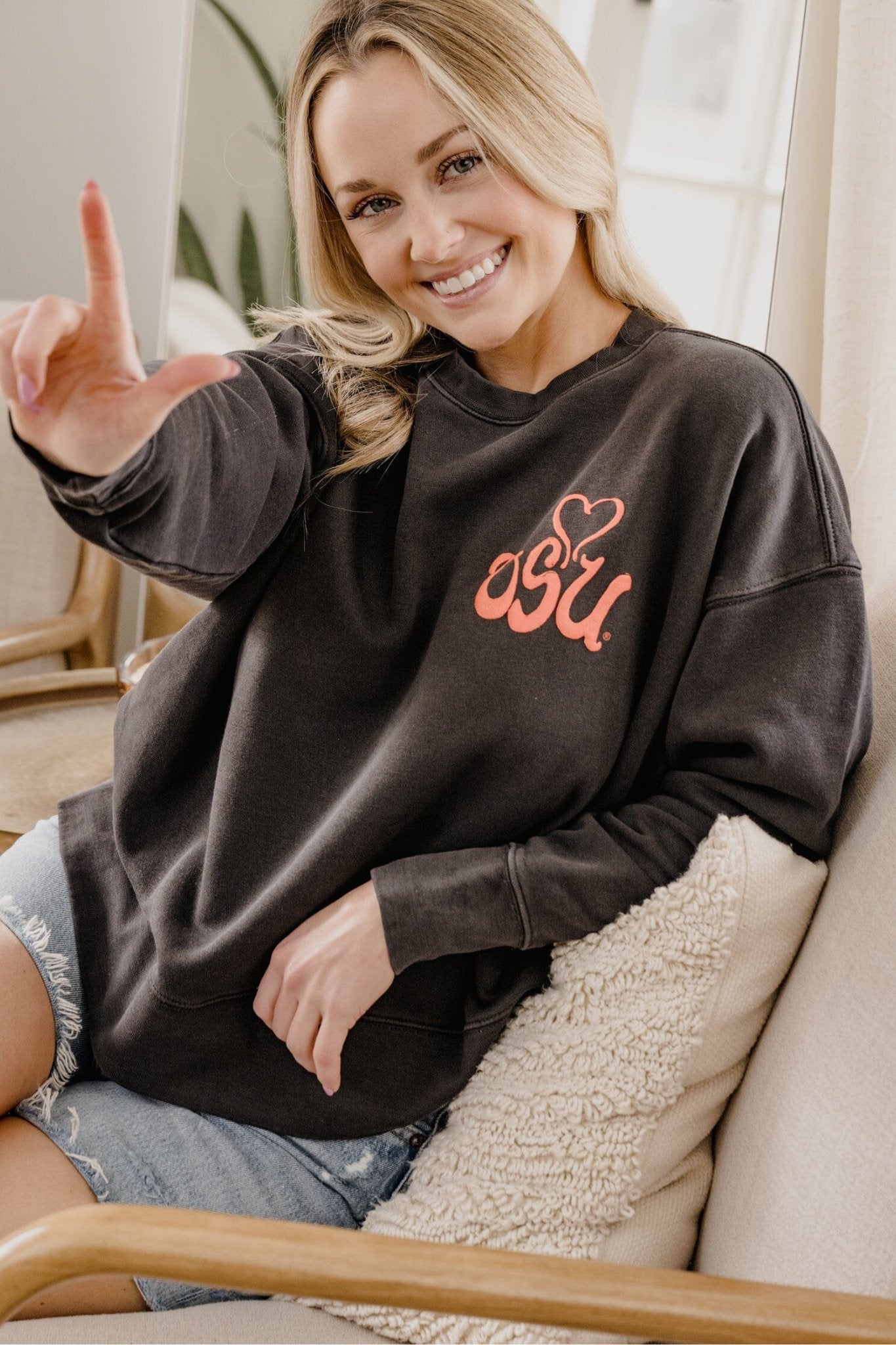 Livy Lu: OSU Cowboys Lyric Puff Ink Sweatshirt - J. Cole ShoesLIVY LULivy Lu: OSU Cowboys Lyric Puff Ink Sweatshirt