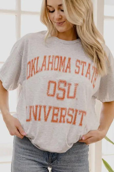 Livy Lu: OSU Cowboys Vintage Sport Ash Gray thrifted tee - J. Cole ShoesLIVY LULivy Lu: OSU Cowboys Vintage Sport Ash Gray thrifted tee