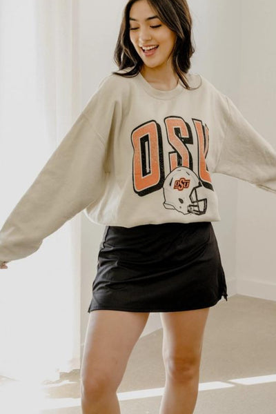 Livy Lu: OSU Helmet Fade Thrifted Sweatshirt - J. Cole ShoesLIVY LULivy Lu: OSU Helmet Fade Thrifted Sweatshirt