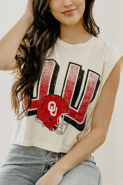 Livy Lu: OU Helmet Fade Tank in Off White - J. Cole ShoesLIVY LULivy Lu: OU Helmet Fade Tank in Off White