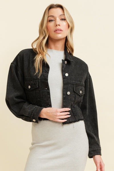 Long sleeve denim jacket in black - J. Cole ShoesCLOUD TENLong sleeve denim jacket in black