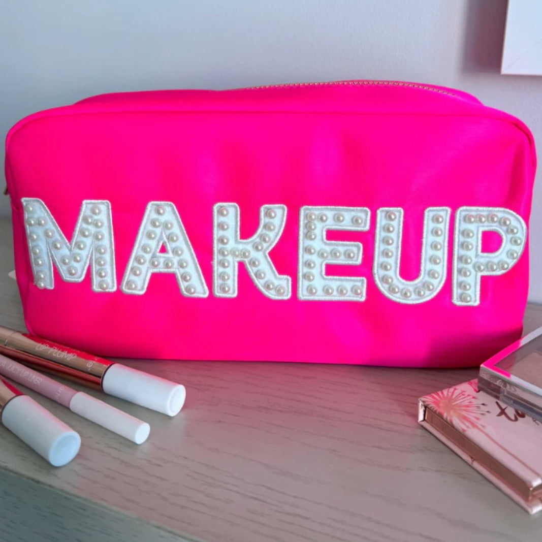 "Makeup" Zip Bag in Hot Pink - J. Cole Shoeskenz kustomz"Makeup" Zip Bag in Hot Pink