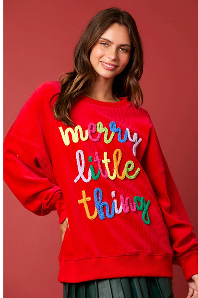 Merry Little Thing Sweatshirt in Red - J. Cole ShoesPeach LoveMerry Little Thing Sweatshirt in Red