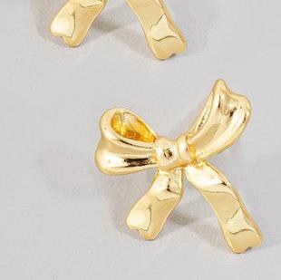 Metallic Ribbon Bow Stud Earrings - J. Cole ShoesFAME ACCESSORIESMetallic Ribbon Bow Stud Earrings