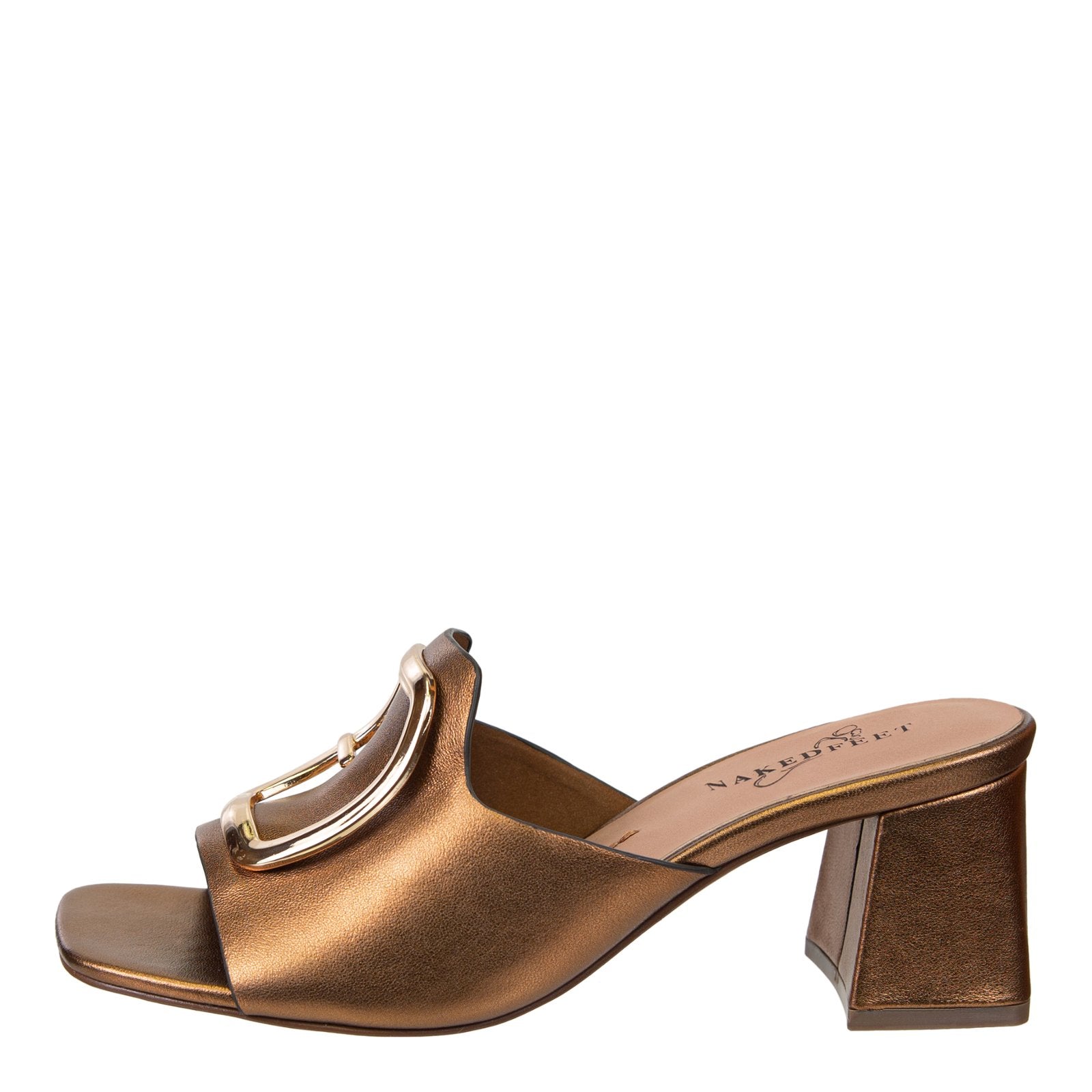 Naked Feet: CUPEL in BRONZE Heeled Sandals - J. Cole ShoesNAKED FEETNaked Feet: CUPEL in BRONZE Heeled Sandals