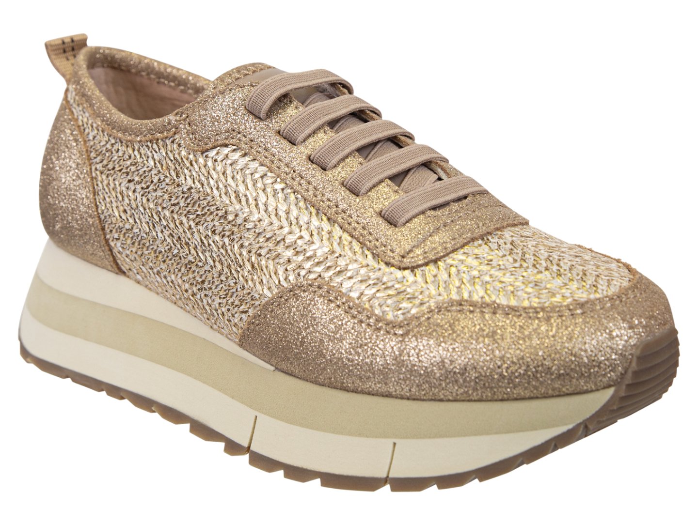 Naked Feet: KINETIC in GOLD RAFFIA Platform Sneakers - J. Cole ShoesNAKED FEETNaked Feet: KINETIC in GOLD RAFFIA Platform Sneakers