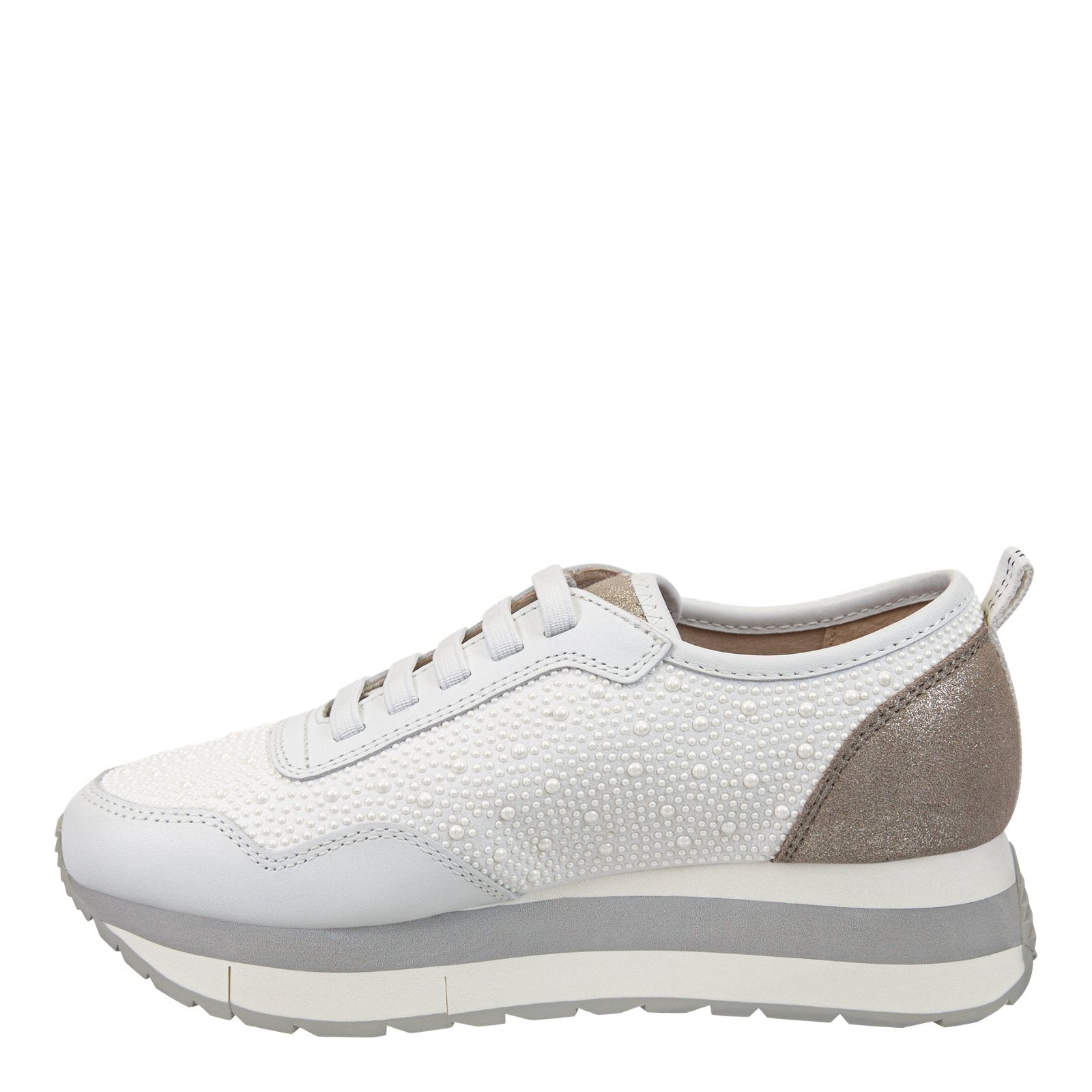 Naked Feet: KINETIC in WHITE PEARL Platform Sneakers - J. Cole ShoesNAKED FEETNaked Feet: KINETIC in WHITE PEARL Platform Sneakers