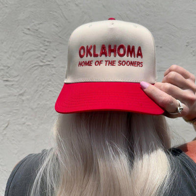 OKLAHOMA Home of the Sooners Trucker Hat in Crimson & Cream - J. Cole ShoesVINTAGE HAVANAOKLAHOMA Home of the Sooners Trucker Hat in Crimson & Cream