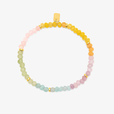 Ombre Rainbow Bead Stretch Bracelet in Gold - J. Cole ShoesPURAVIDAOmbre Rainbow Bead Stretch Bracelet in Gold