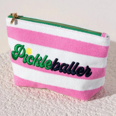 Pickleballer Zip Pouch in Pink & White - J. Cole ShoesSHIRALEAHPickleballer Zip Pouch in Pink & White