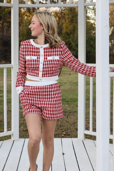 Red Houndstooth Jacket - J. Cole ShoesMilk & HoneyRed Houndstooth Jacket