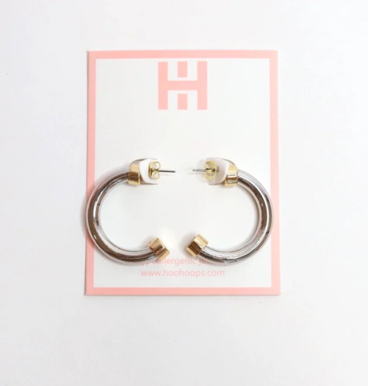 Silver Hoops with Gold Caps - J. Cole ShoesHoo HoopsSilver Hoops with Gold Caps