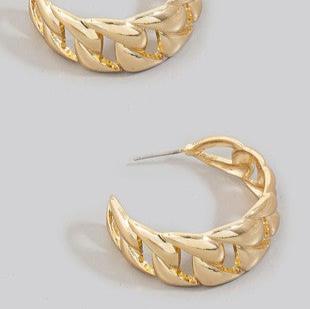 Solid Metallic Flat Chain Hoop Earrings - J. Cole ShoesFAME ACCESSORIESSolid Metallic Flat Chain Hoop Earrings