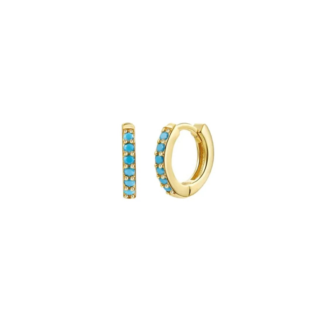 Turquoise Studded Huggie Earrings in Gold - J. Cole ShoesACCESSORY CONCIERGETurquoise Studded Huggie Earrings in Gold