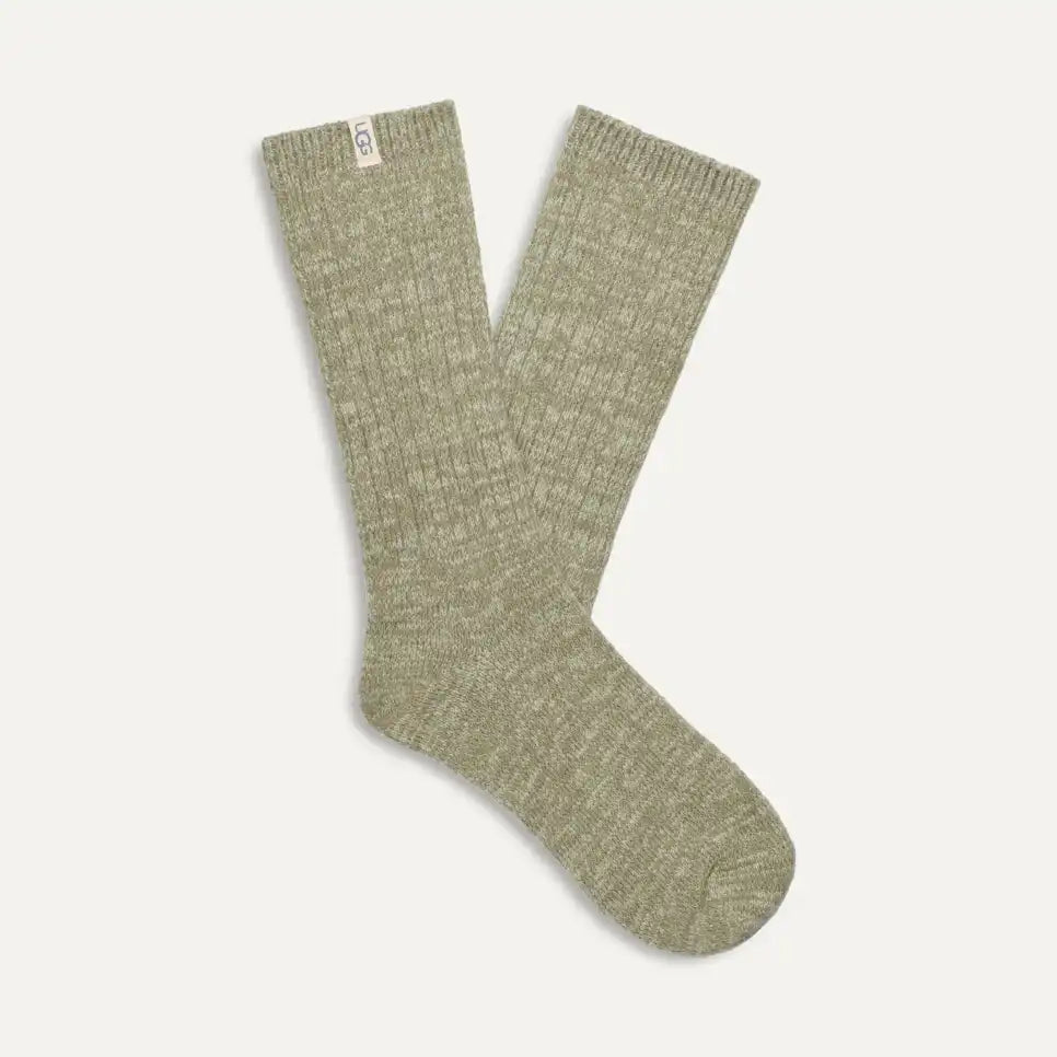 Ugg: Rib Knit Slouchy Crew Sock in Moss Green/Grassland - J. Cole ShoesUGGUgg: Rib Knit Slouchy Crew Sock in Moss Green/Grassland