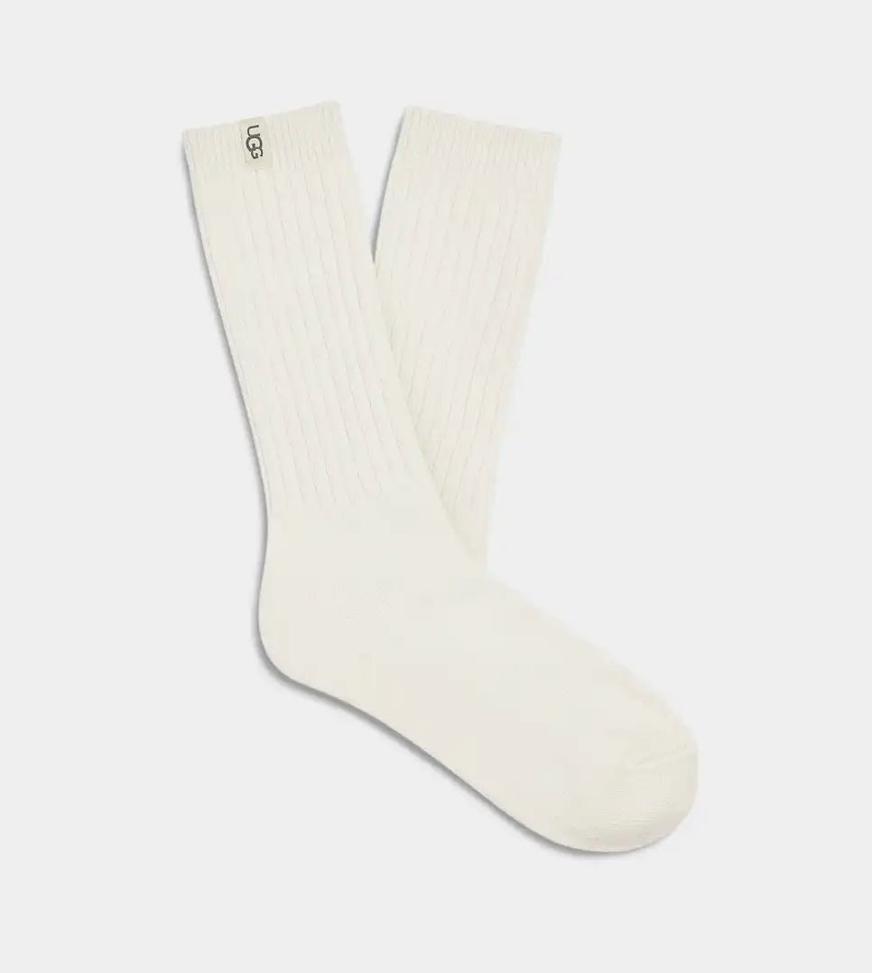 Ugg: Rib Knit Slouchy Crew Sock in White - J. Cole ShoesUGGUgg: Rib Knit Slouchy Crew Sock in White