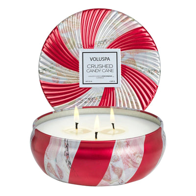 Voluspa: Crushed Candy Cane 3 Wick Tin - J. Cole ShoesVOLUSPAVoluspa: Crushed Candy Cane 3 Wick Tin