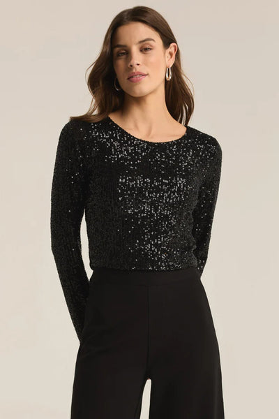 Z Supply: Aurora Sequin Top in Black - J. Cole ShoesZ SUPPLYZ Supply: Aurora Sequin Top in Black