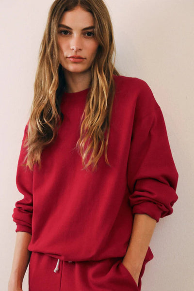 Z Supply: Boyfriend Sweatshirt in Haute Red - J. Cole ShoesZ SUPPLYZ Supply: Boyfriend Sweatshirt in Haute Red