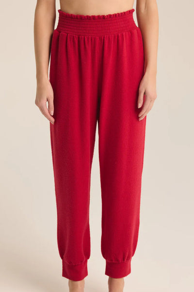 Z Supply: Dawn Smocked Rib Pant in Haute Red - J. Cole ShoesZ SUPPLYZ Supply: Dawn Smocked Rib Pant in Haute Red