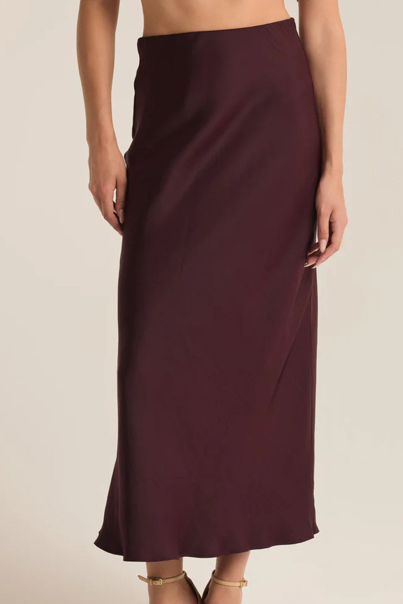 Z Supply: Europa Poly Sheen Skirt in Berry Wine - J. Cole ShoesZ SUPPLYZ Supply: Europa Poly Sheen Skirt in Berry Wine